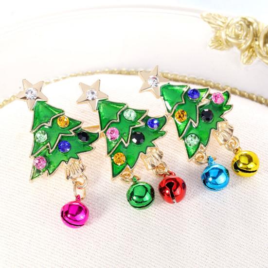 

Брошь в форме рождественской елки, булавка со стразами, красочные колокольчики, кулон, эмалированная булавка, подарок друзьям