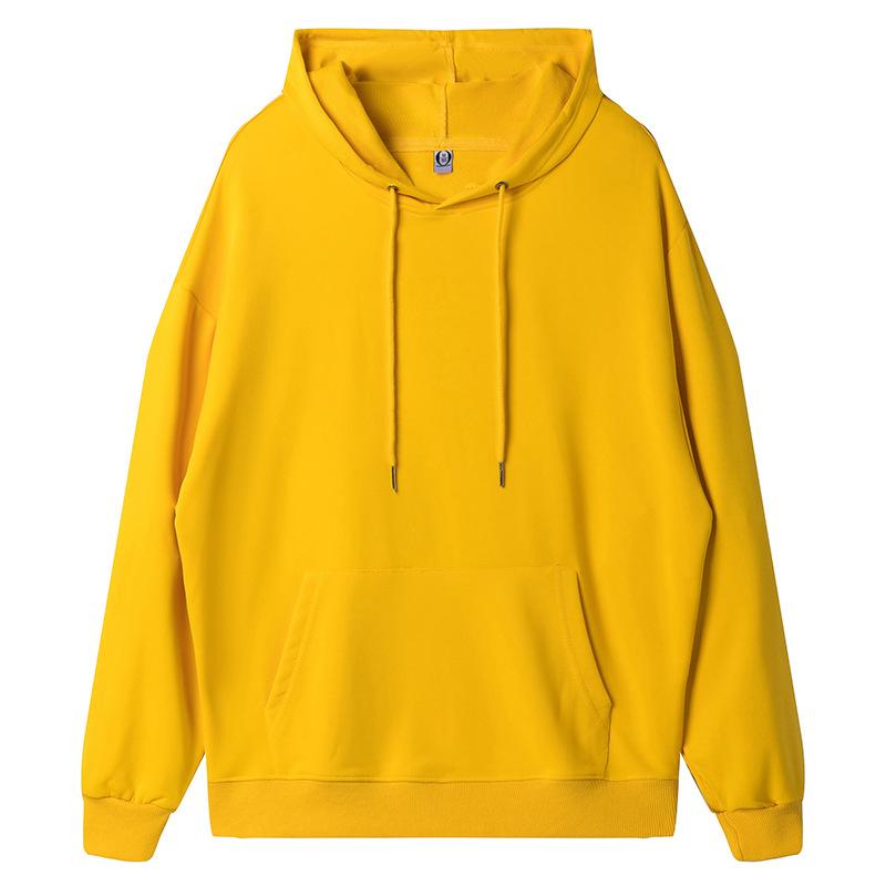 Solid Color Cotton Blends Sweatshirt Zipper Loop Knit Hooded Cardigan Jacket Loose Hoodie Team Uniform Work Advertising Hoodies Coat