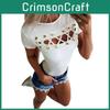 Trendy Sexy Ladies Women's Short Sleeve Cross Lace Up Bodycon Blouse Tops Slim T-shirt