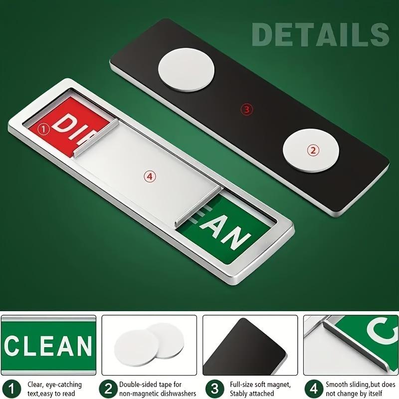 Dishwasher Magnet Clean/Dirty Sign - Non-Scratching, Strong Magnet or Adhesive Options, Easy-to-Use Indicator for Clean or Dirty Dishes