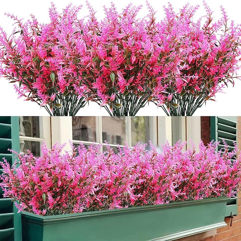 12 Bundles Artificial Flowers Outdoor Fake Shrubs Plants for Home Garden Decor
