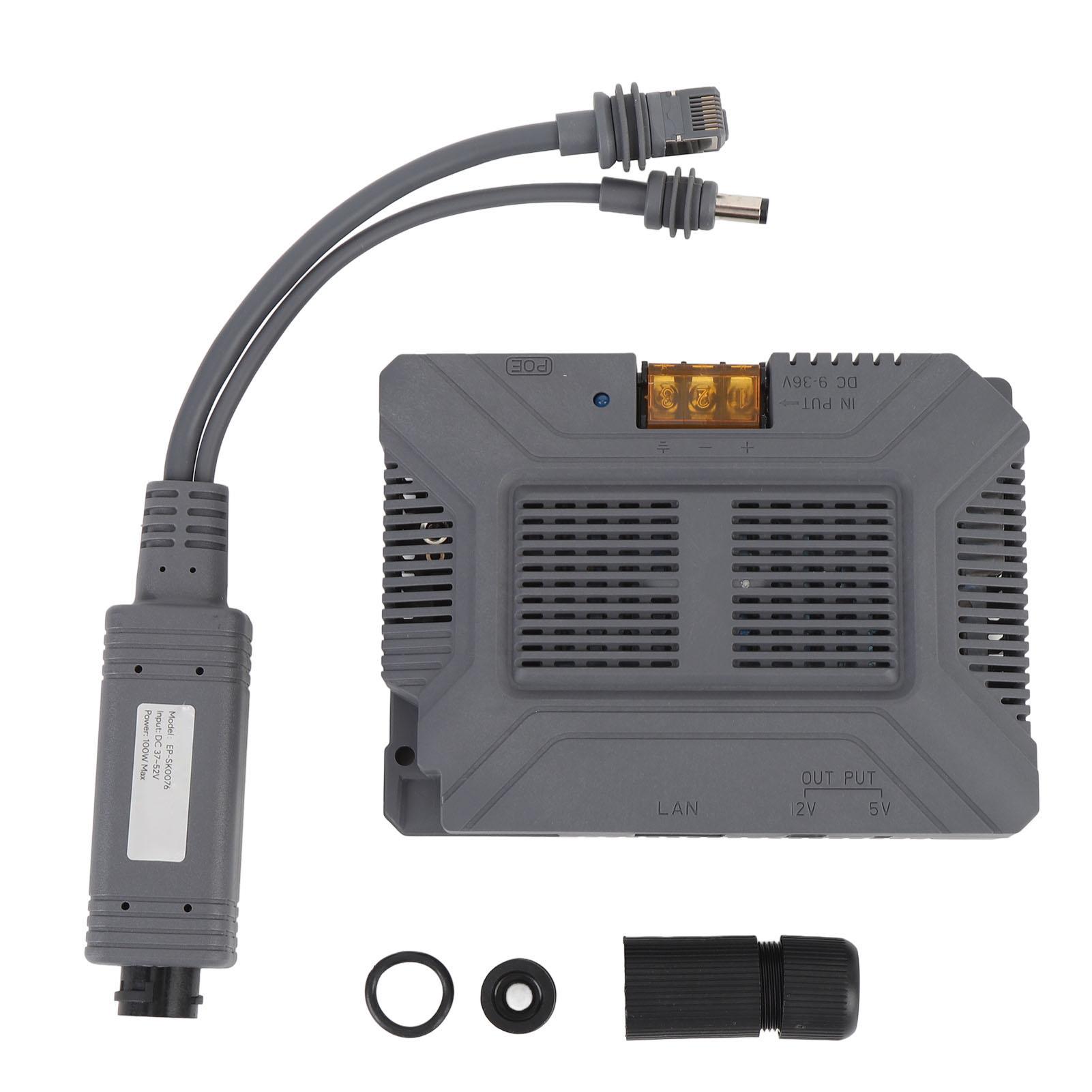 

5 in 1 PoE Injector DC9-36V 150W GigE Passive PoE Injector with DC37-52V 100W Splitter for Mini Dish