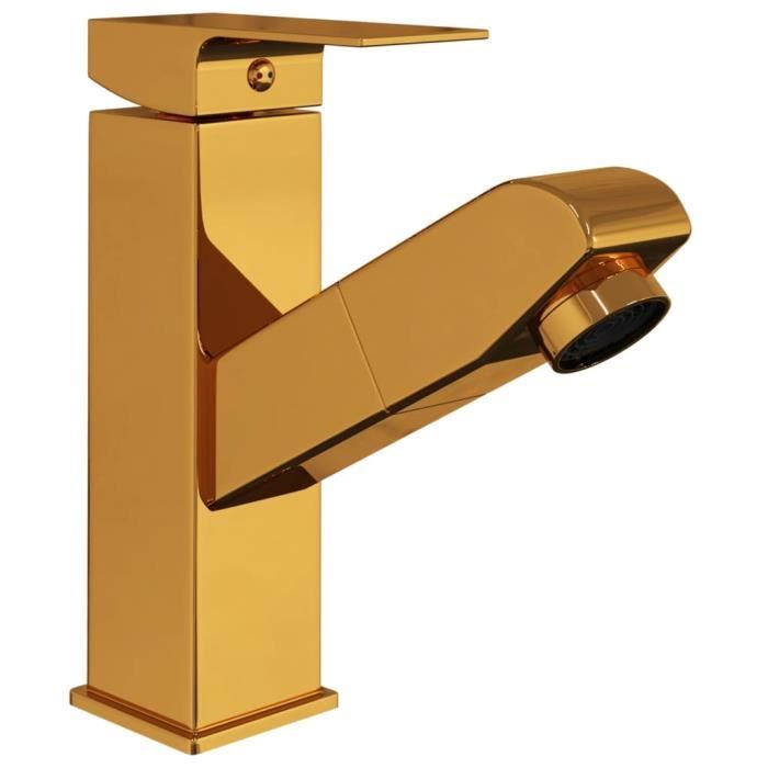 VidaXL Robinet de lavabo rétractable Finition dorée 157x172 mm