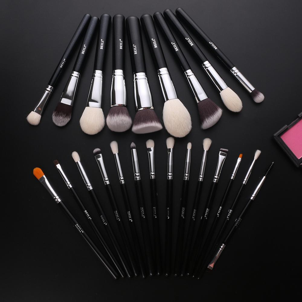 EILI Black 23 Pcs Make Up Brushes Tools Foundation Eyeshadow Eyelash Eyebrow Brush Professional Makeup Brushes Set Natural Hair
