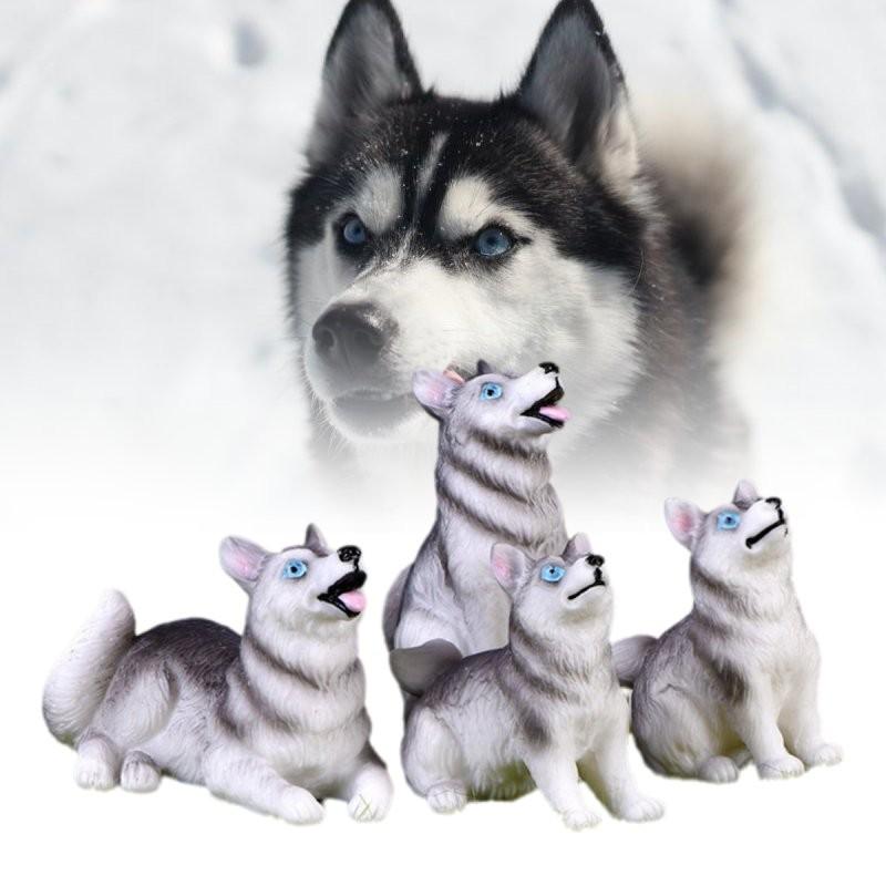 Charming Husky Puppy Resin Sculpture Cute Animal Decoration For Plant Terrarium