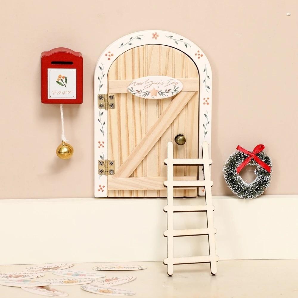 Christmas Style Fairy Elf Door Cartoon Christmas Cartoon Elf Door Cute Wooden Elf Door