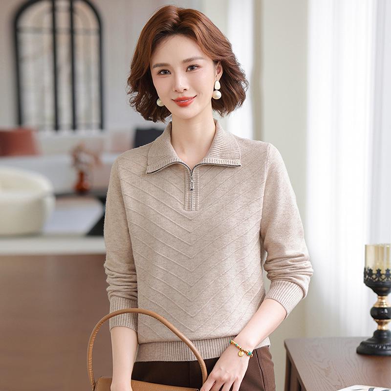

Elegant Knit Lapel Top for Women 2025 - Stylish and Loose Fit, Perfect for Autumn and Winter 3XL (Suitable for 135-145 Jin) бежевий