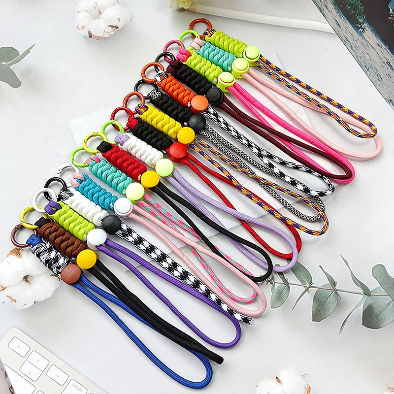 1Pc Color Combination Knot Mobile Lanyard Creative Short Braided Lanyard Mobile Phone Case Key Ring Can Be Detachable Anti-Loss