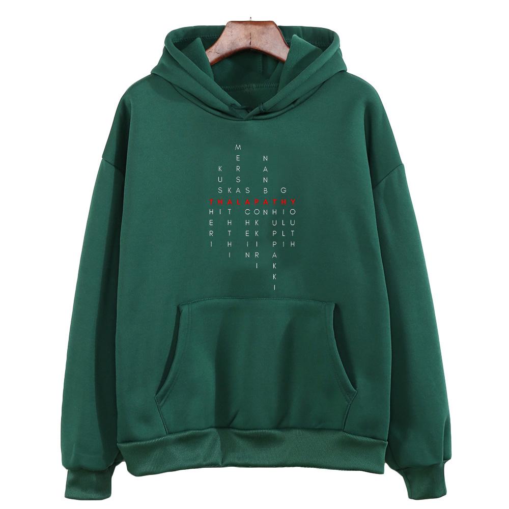 

Thalapathy Vijay Tamil Movie Titles Red Classic Hoodies Vijay Merch Clothing Unisex Long Sleeve Sweatshirts Loose Casual Hoody XXL темно-зелений колір