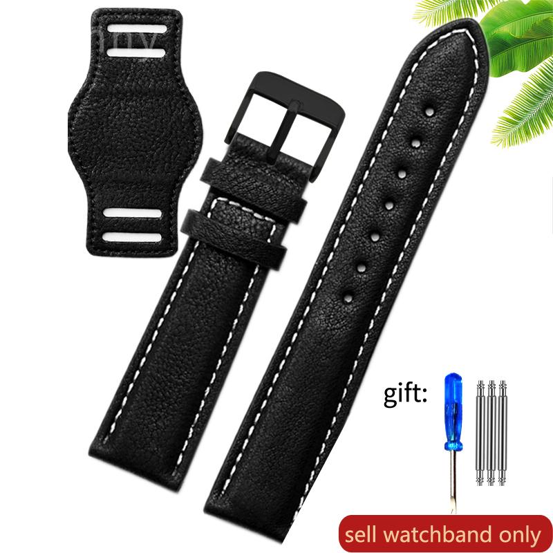 Genuine Leather watch strap for Rolex Green Submariner Omega  timex Vintage plus Tray Men Watch Band 20 22mm