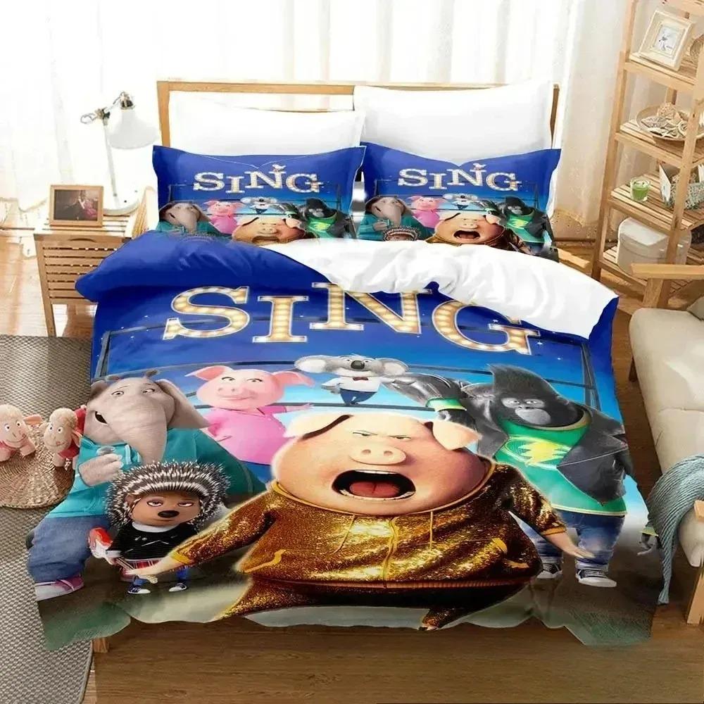 3D Print Carton Sing 2 Beding Set Soft Duvet Cover Bed Linen Set Comfortable Quilt Cover Pilowcase Warm Comforter King Quen Sized Dimensions Young