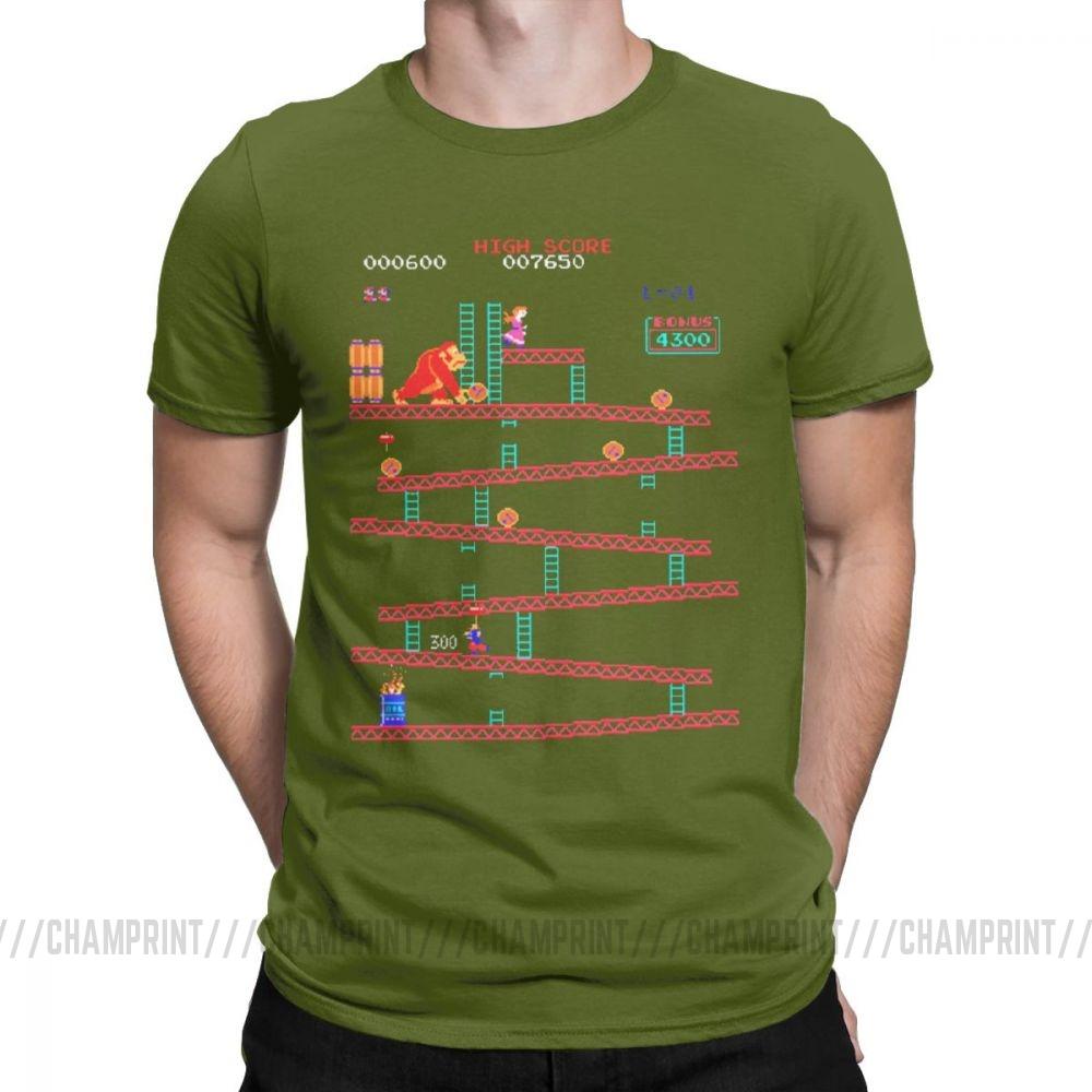 Donkey Kong TShirts Men Arcade Game Collage Vintage Pure Cotton Tees Crew Neck Short Sleeve Retro T Shirt Plus Size Funny Tops