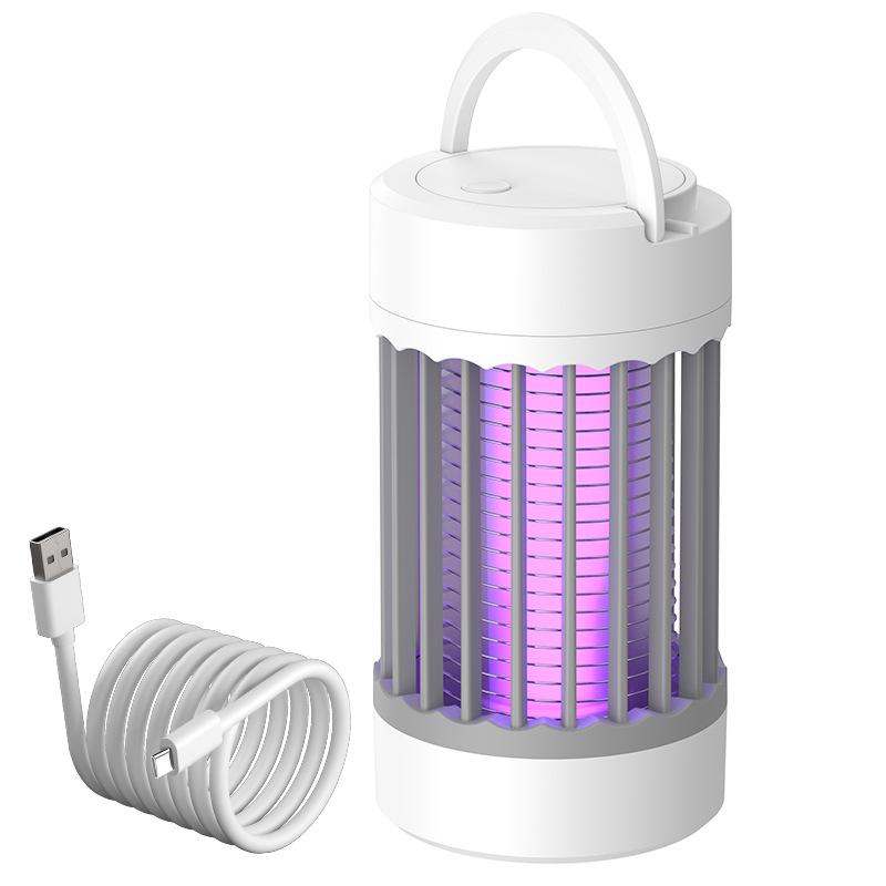 Přenosná past na komáry s fialovým světlem a elektrický šok s USB nabíjením pro kempování a ložnici