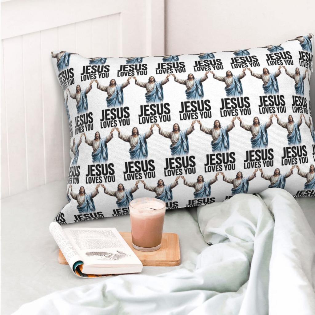 Jesus Loves You Rectangle Pillowcase Cushion Cover Decorative Bedroom Bed Home Comfort Throw Pillow