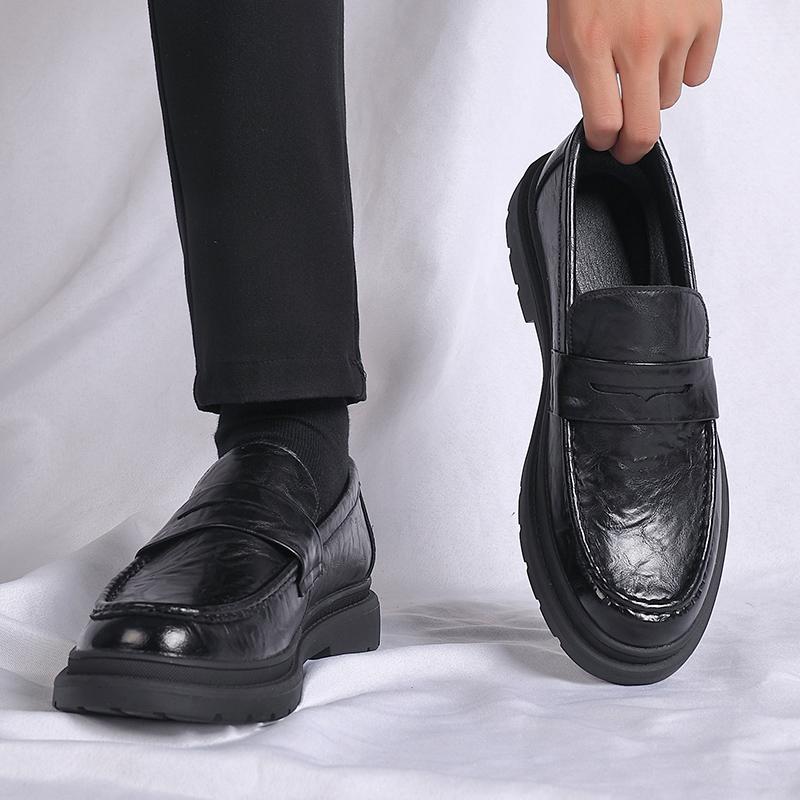 

Туфли из натуральной кожи для мужчин, кожаные повседневные туфли, модные деловые оксфорды, дизайнерская рабочая обувь высокого качества 44 чёрный