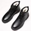 Fur integrated Martin boots men's British high-top soft leather men's boots winter velvet warm snow boots black leather boots men's