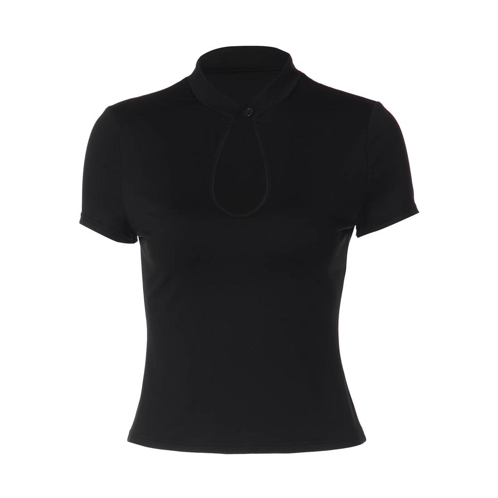 Hot-selling women's clothing in Europe and the United States, new products in spring and summer, fashionable and sexy chest hollow disc buckle solid c