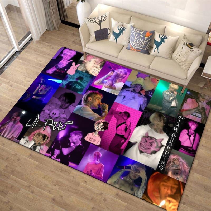 Lil Peep Poster Carpet Rug for Living Room Bedroom Home Sofa Decoration,Kids play Non-slip Floor Mat