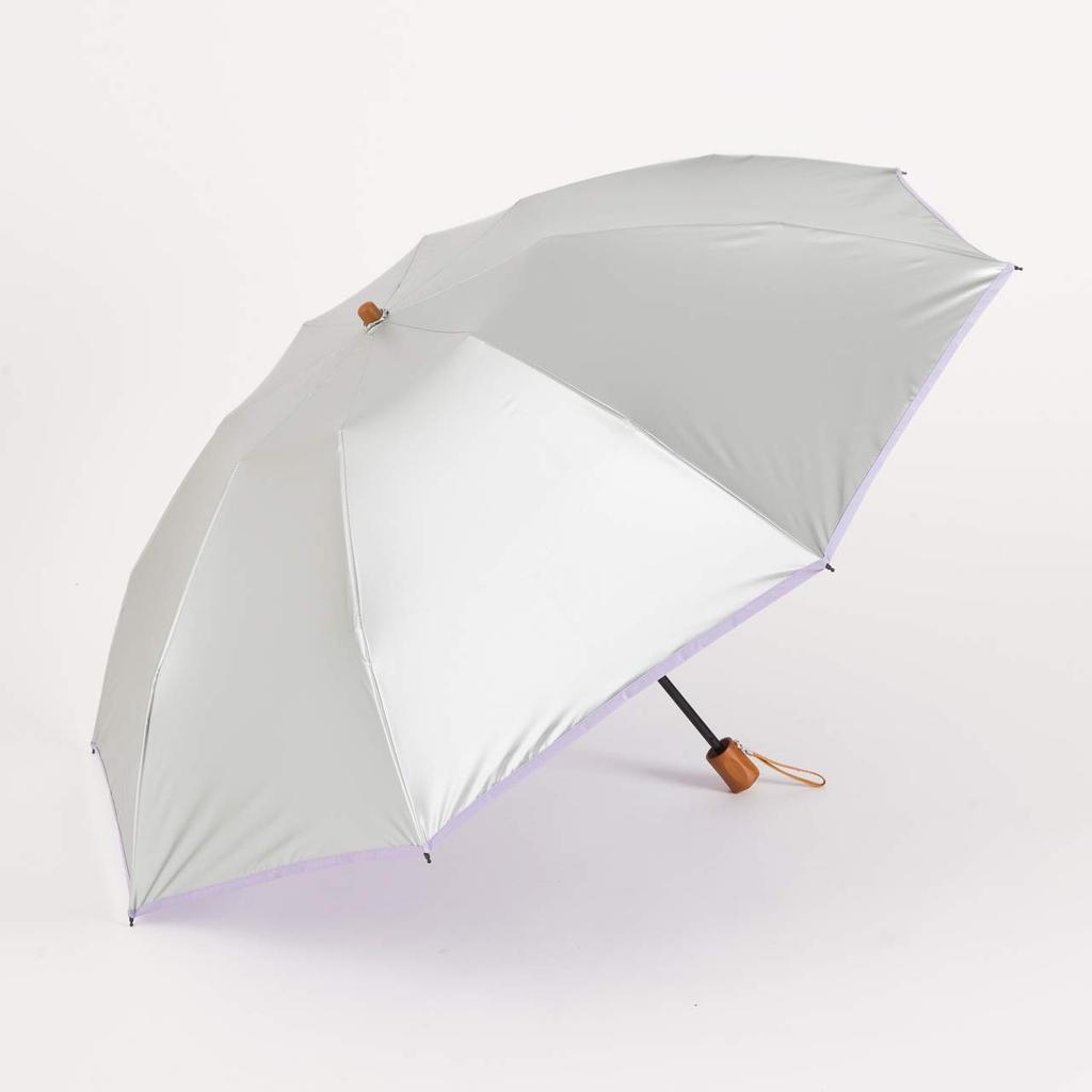 Folding Parasol with Cooling UV Light Suitable for Sun and 60cm Silver Large, Function, Protection, Blocking, Rain, Tri-Fold, [LIEBEN-0585] (Purple)