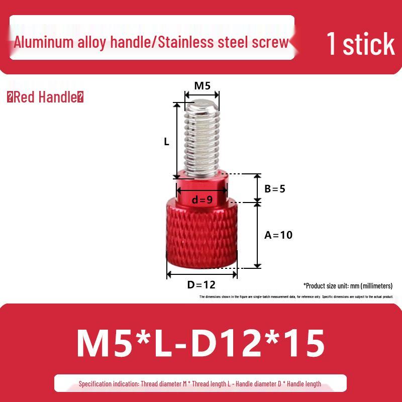 M5 Knurled Set Screw with Adjustable Gauge Bolt and Aluminum Alloy Handle, Stainless Steel Hand-Tightening Screw
