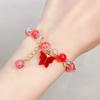 Cute Kids Glass Beaded Bracelet Princess Cartoon Crystal Flower Charm Bangle Handmade Jewelry Gift For Girls Students