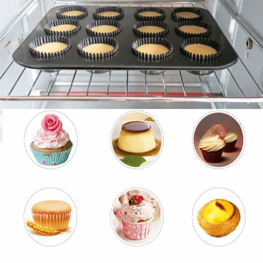 Kitchen Baking Tool 12/6 Grid Cheesecake Pan Carbon Steel Non-Stick Muffin Pan Removable Bottom Mini Cupcake Mold Egg Tart