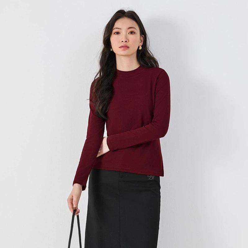 Women's Loose Solid Color Base Shirt For Autumn And Winter