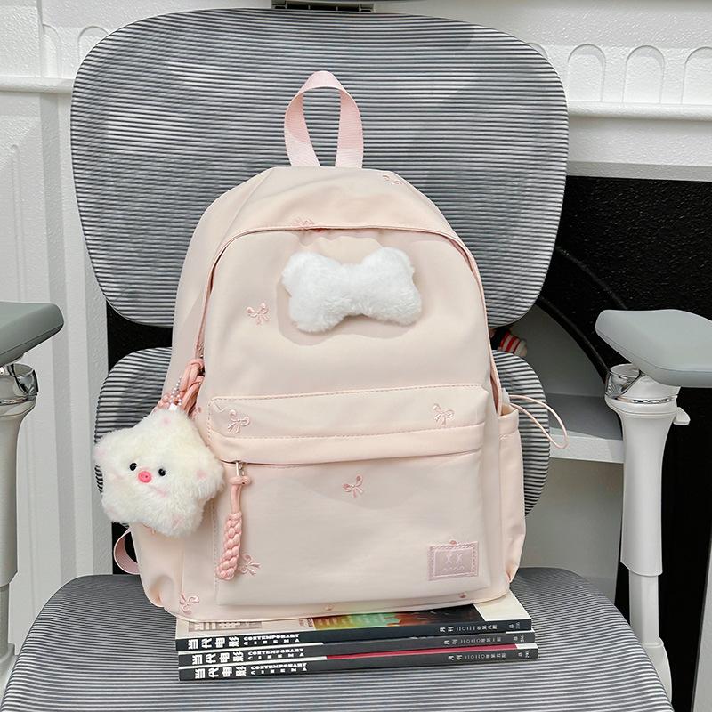 Schoolbag New Japanese Schoolbag Women's Simple Fresh and Versatile Junior High School Students Ins Bow Backpack Casual Backpack