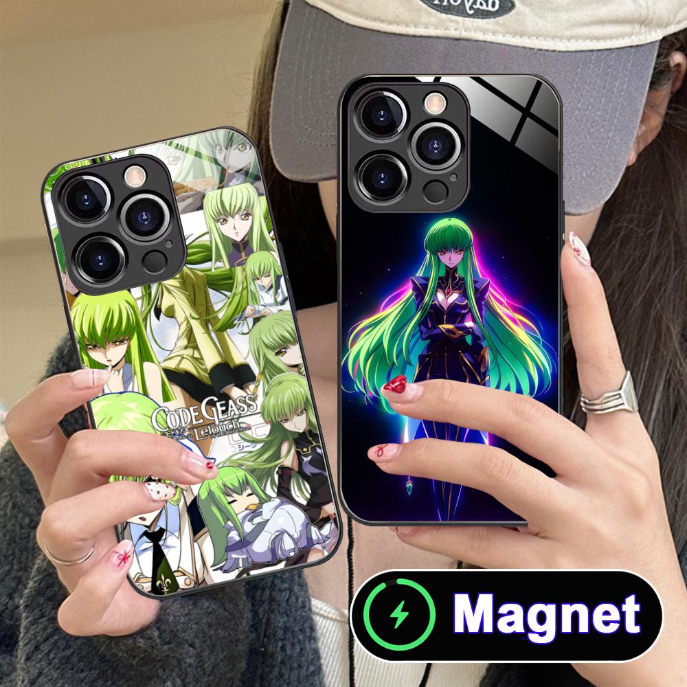 Anime Neon C.C Phone Case for iPhone 17 16 15 14 13 12 11 Air Pro Max Plus Mini Glass MagSafe Cover