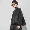 Early Spring Women's Dark Elastic Cotton A-Line Ruffle Jacket