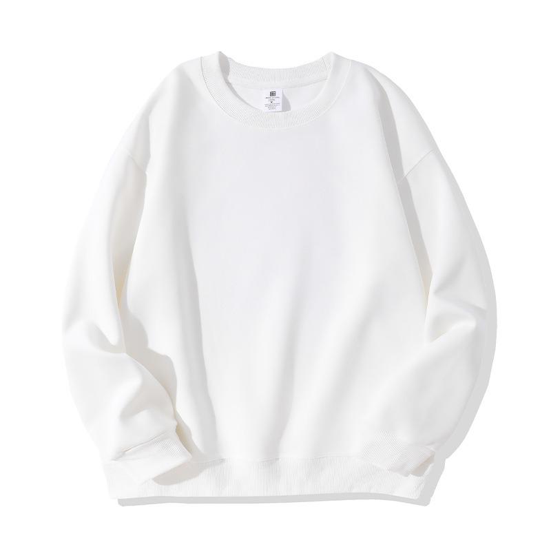 Solid Color Loose Crew Neck Long Sleeve Fleece Hoodless Casual Mens Sweatshirt