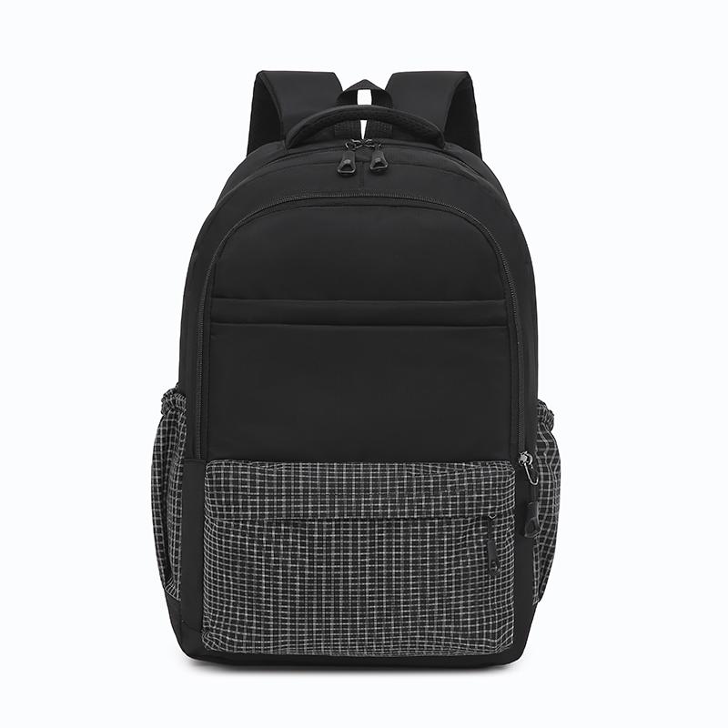 Unisex Plaid Nylon Backpack Set with Shoulder Bag and Pencil Case School Bag