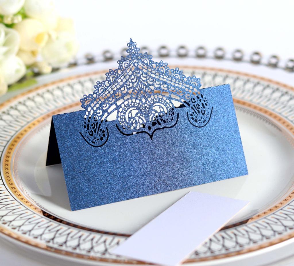 50p 3D Lace Wedding Table Card Hollowed Out Holiday Handwritten Banquet Hotel Seat Card Seat Card Party Decoration Card