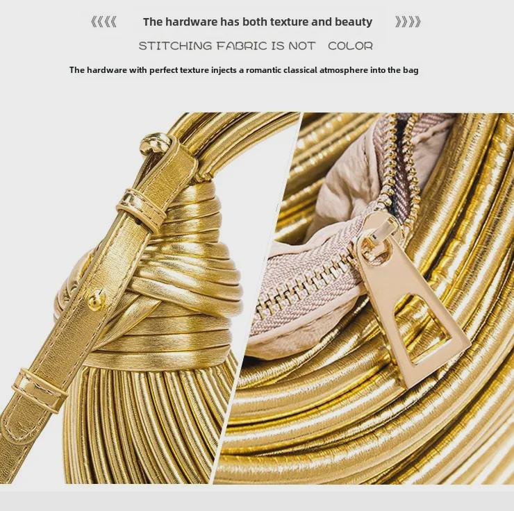 Women's Gold Hand-Woven Cloud Crossbody Bag