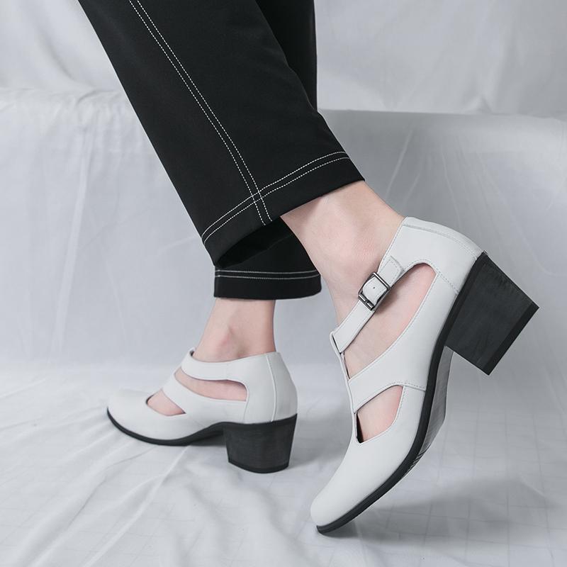 Comfortable  Men's High Heel Sandals Casual Walking Shoes Summer Breathable Open-Toe Slip-On Beach Sandals for Men