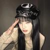 PU Leather Rivet Punk Cap Dark Retro Painter Hat Harajuku Gothic Spike Cap  Headdress