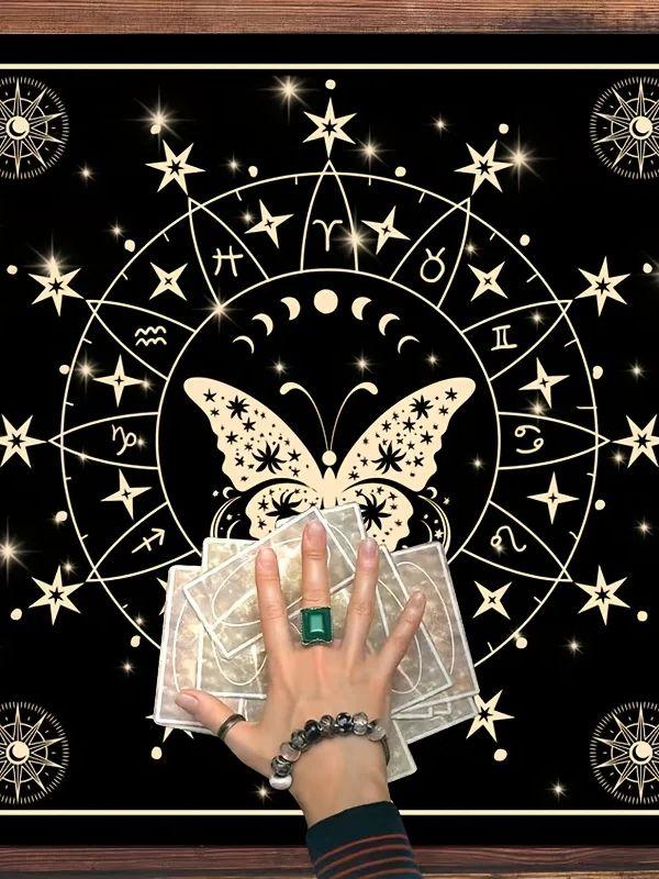Tarot Card Cloth Tarot Reading Cloth Moonlight Flower Altar Card Mat Witchcraft Astrology Tablecloth Pad Divination Supplies