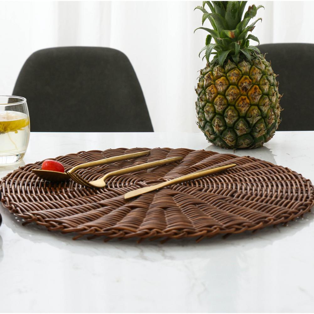 Mantel Aislamiento Térmico Mimbre Artificial Tejido Protección de Mesa Plástico Taza Bebida Posavasos Uso Doméstico