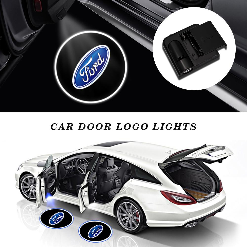 BQYI9 1/2Pcs Led Car Door Welcome Laser Projector Logo Ghost Shadow Lights Courtesy Decor Lamp For Ford Focus Fiesta Ranger Mondeo