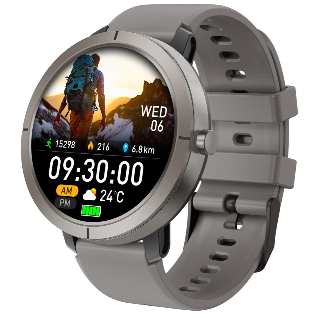 

Спортивний годинник з GPS Rainbuvvy DM76 1.32 дюйма AMOLED Повністю сенсорний BLE5.3 Пилозахищений Смарт-годинник 5ATM Водонепроникний 360mAh Підтримка кількох спортивних режимів silicone strap сірий