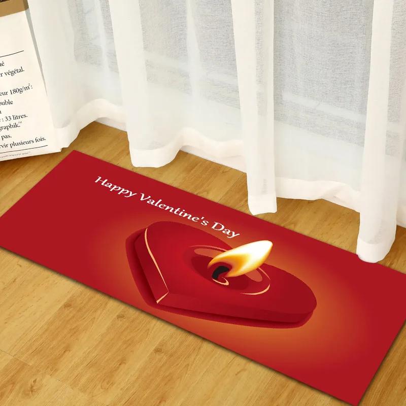 

Valentine s Day Non-slip Restaurant Pad Home Porch Pad Entrance Door Mat Rectangular Corridor Area Carpet Kitchen Mat 40x60cm 16x24 inch