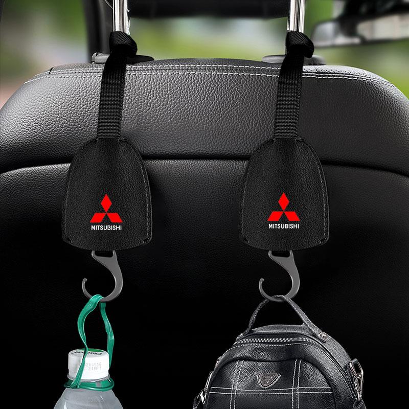 Leather Car Seat Back Hooks Portable Hanging Bag Rack For Mitsubishi ASX Lancer L200 Pajero Sport Attrage Mirage Eclipse