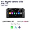 7" autorádio Android All In One Multimediální přehrávač videa GPS Navigace pro Toyota Corolla E120 BYD F3 BT Carplay 2Din hlavní jednotka