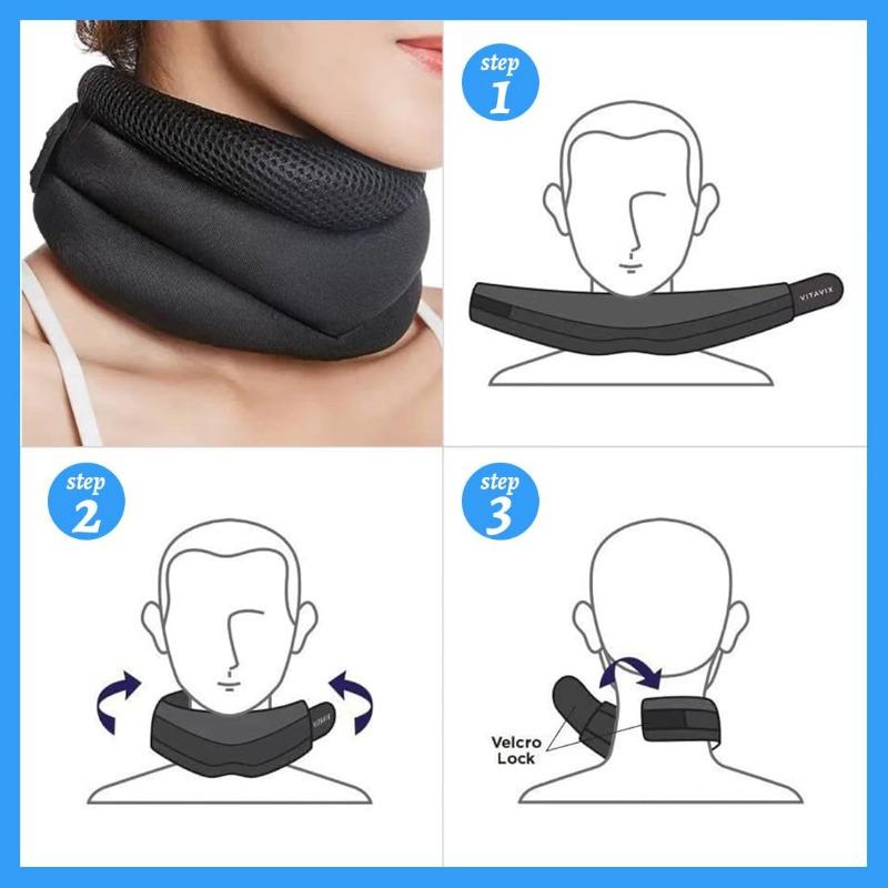 Měkká nastavitelná podpora krku 40 cm - Ergonomický pěnový límec, prodyšný a pohodlný, límec pro každý den, do kanceláře, na cestování a na spaní - Unisex černý