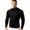 Men's Mock Neck Knit Sweater Color Stretch Pullover for Spring and Fall