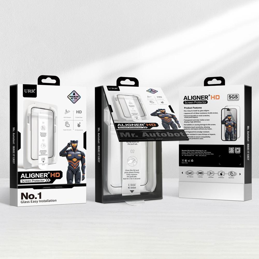 URR For iPhone 14 Pro Max Screen Protector Silk Printing Tempered Glass Clear Film Support Face ID