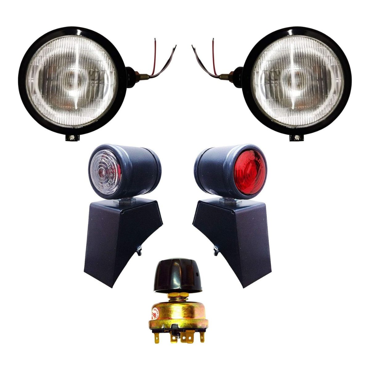 

Black Butler Style Headlights with Light Switch Assemblies & 12V Bulbs Compatible with David Brown, Massey Ferguson Case IH Tractor чорний