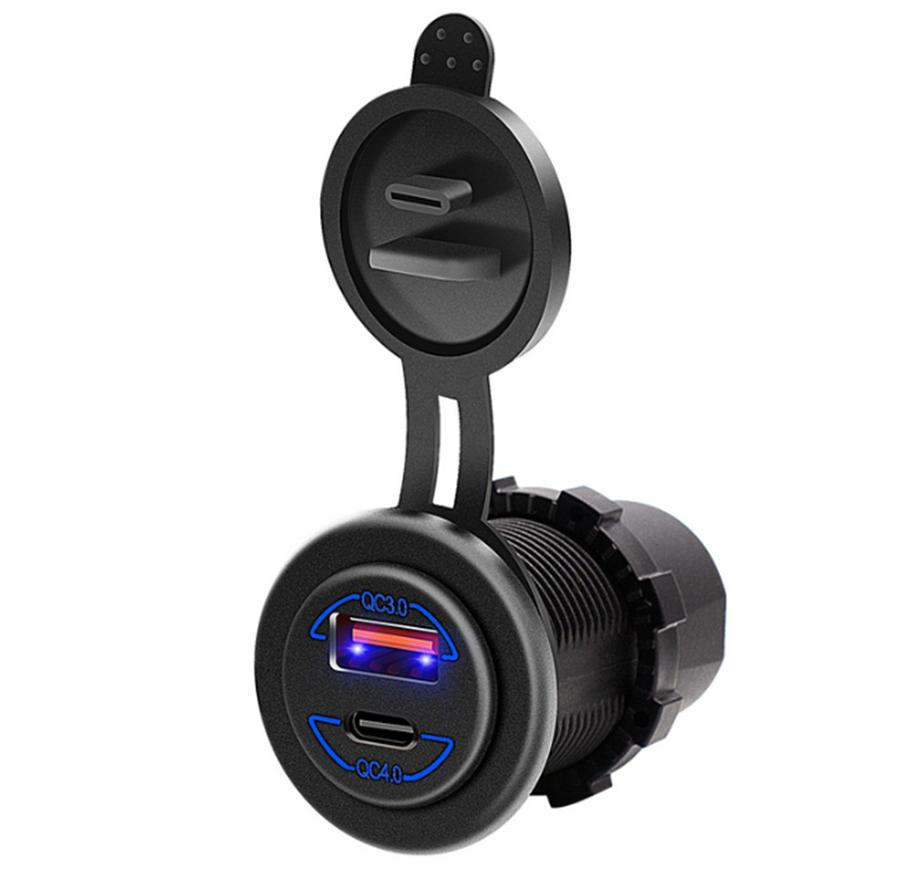 Aluminum Metal 60W Motorbike RV Quick Charge 4.0 PD QC 3.0 USB Charger Universal