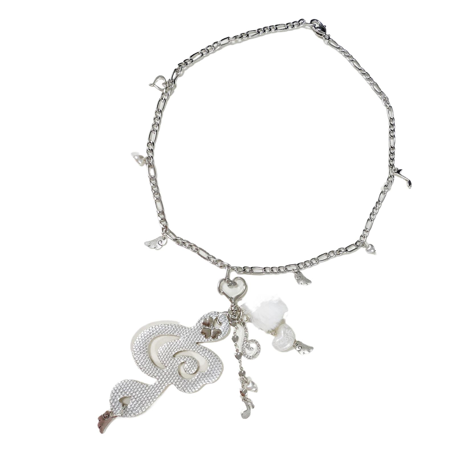 

Music Note Pendant Necklace Simple Necklace Date Jewelry Plastic Texture Suitable for Festival and Fashion Shows серебряный