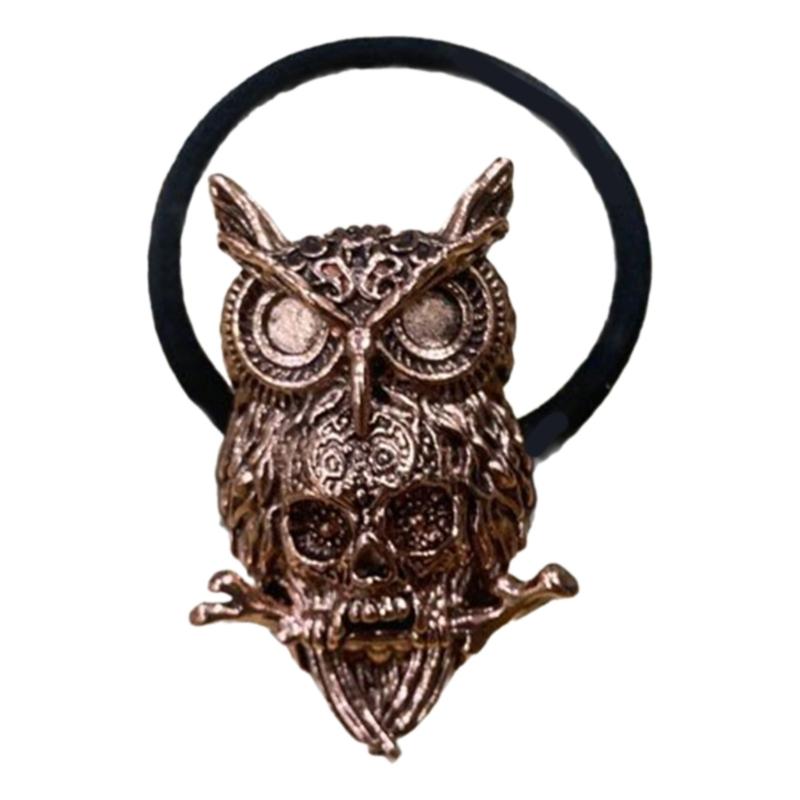 Halloween Theme 3D Owl Skull Hair Rope for Adult Female Teens Punk Hairband Dark Series Festival Hair Band Accessories